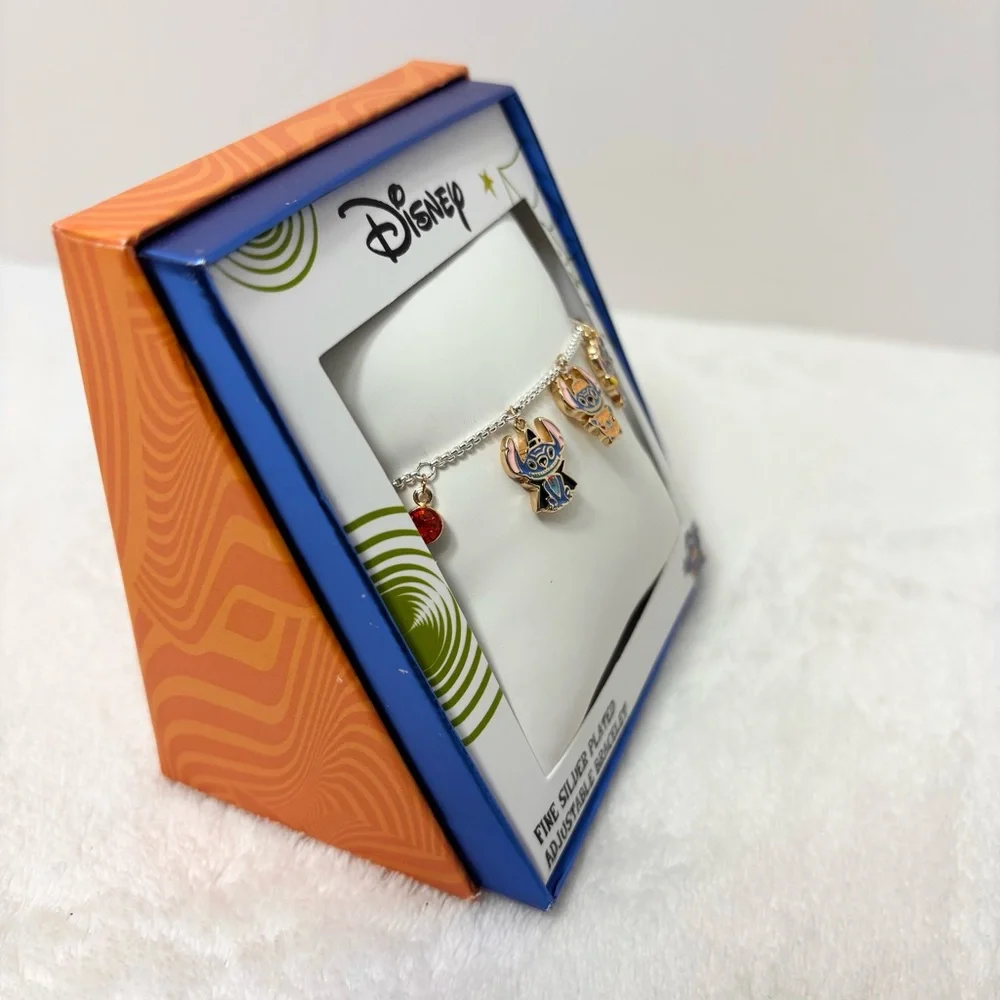 Disney Halloween Lilo & Stitch CHARM BRACELET Fine Silver Plated NEW IN BOX‎